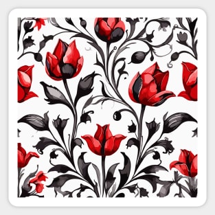 Red Turkish Tulips Ottoman Pattern on White Sticker